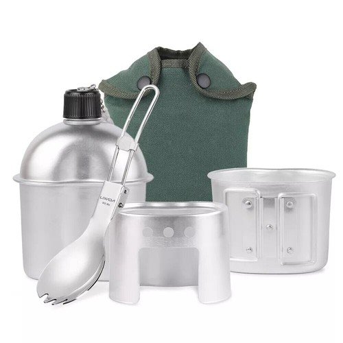 Juego de cantimplora militar estufa de camping cuenco botella de agua bolsa militar senderismo supervivencia - Imagen 38 de 48