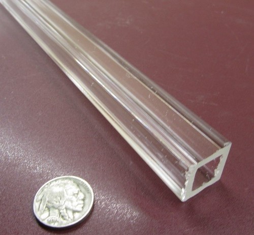 Acrylic Square Tube Clear Extruded  3/4" SQ x .125" Wall x 72" Length - Picture 1 of 10