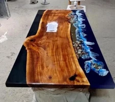 Epoxy Table, dining, sofa, center table top Live Edge Walnut Table ,Custom Order
