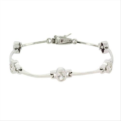 925 Silver CZ Oval Tennis Bracelet - Picture 1 of 1