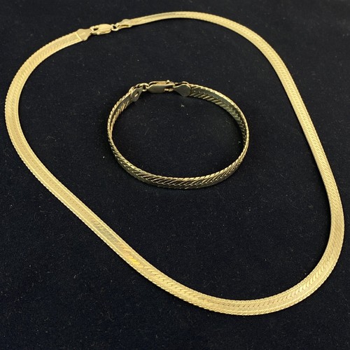 STERLING SILVER 925 Italy Herringbone Necklace & Bracelet 26g - Picture 2 of 13