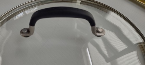 Simply Calphalon Replacement Lid Glass Black Handle 9.8" Inner Rim 10.5" Outer - Picture 4 of 5