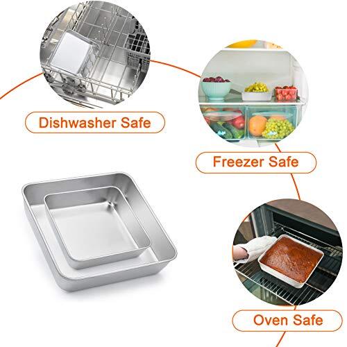 SQUARE CAKE PAN STAINLESS STEEL 6 8 INCH SQUARE BAKING PAN FOR CAKE BROWNIE LASA - Picture 6 of 7