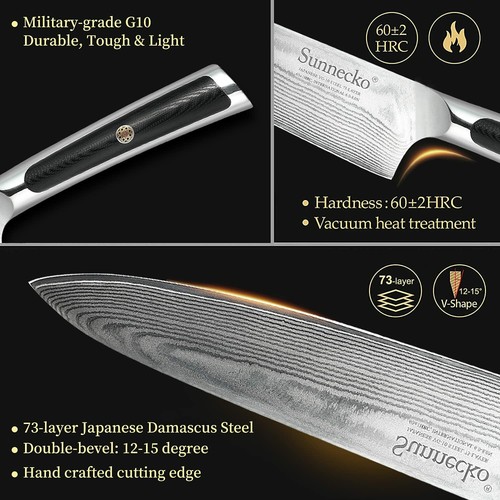 9Pcs Kitchen Knives Set Japanese Knife Damascus Steel Chef Knife Santoku Slicing - Picture 43 of 97