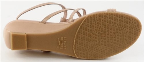 $395 STUART WEITZMAN TIFFY Adobe Aniline Nude Patent Designer Wedge Sandals 6.5 - Picture 4 of 4