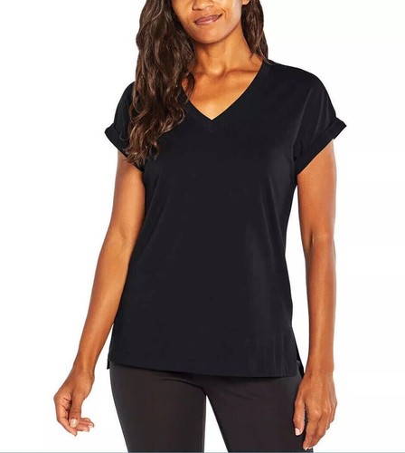 BANANA REPUBLIC DAMEN LEICHTES T-SHIRT MIT GEROLLTEN ÄRMELN, SCHWARZ GR. XS