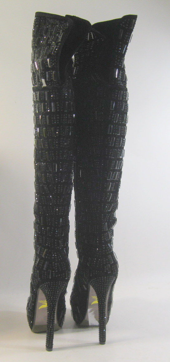 New Black Rhinestone 5.5 5.5 5.5 Stiletto High Heel 2 Platform OVER Knee Boots Size 6 a8adeb New Black Rhinestone 5.5 5.5 5.5 Stiletto High Heel 2 Platform OVER Knee Boots Size 6 a8adeb