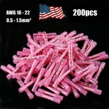 200Pcs 22-16AWG Red Heat Shrink Wire Butt Connectors Waterproof Splice Terminals