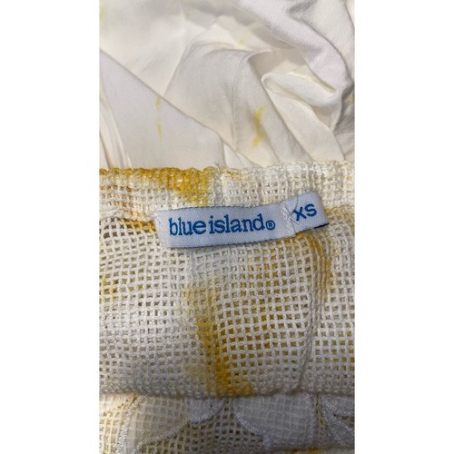 Blue Island Yellow White Tie Dye Floral Mesh Midi Dress        Size: XS - Picture 4 of 4