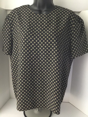 Casual Corner Top Keyhole Flowy Blouse Short Sleeve Black Womens Size 8 - Bild 1 von 9