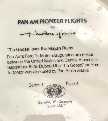 VTG THREE PAN AM PIONEER FLIGHTS DECORATIVE COLLECTOR'S PLATES 8.5" c1980 vg - Picture 5 of 14