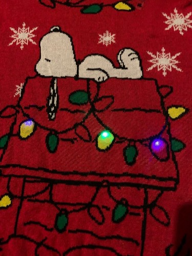 Mens Adult SNOOPY Peanuts Light Up Ugly Christmas Sweater Party S M L XL XXL NEW - Imagen 2 de 2