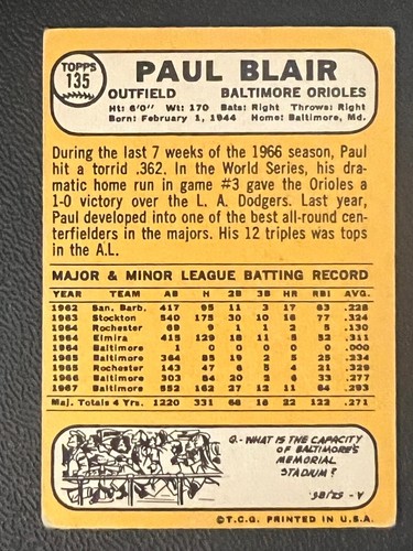 1968 Topps Baseball Singles -- Pick Your Card - 99 Cents Each - Picture 151 of 379