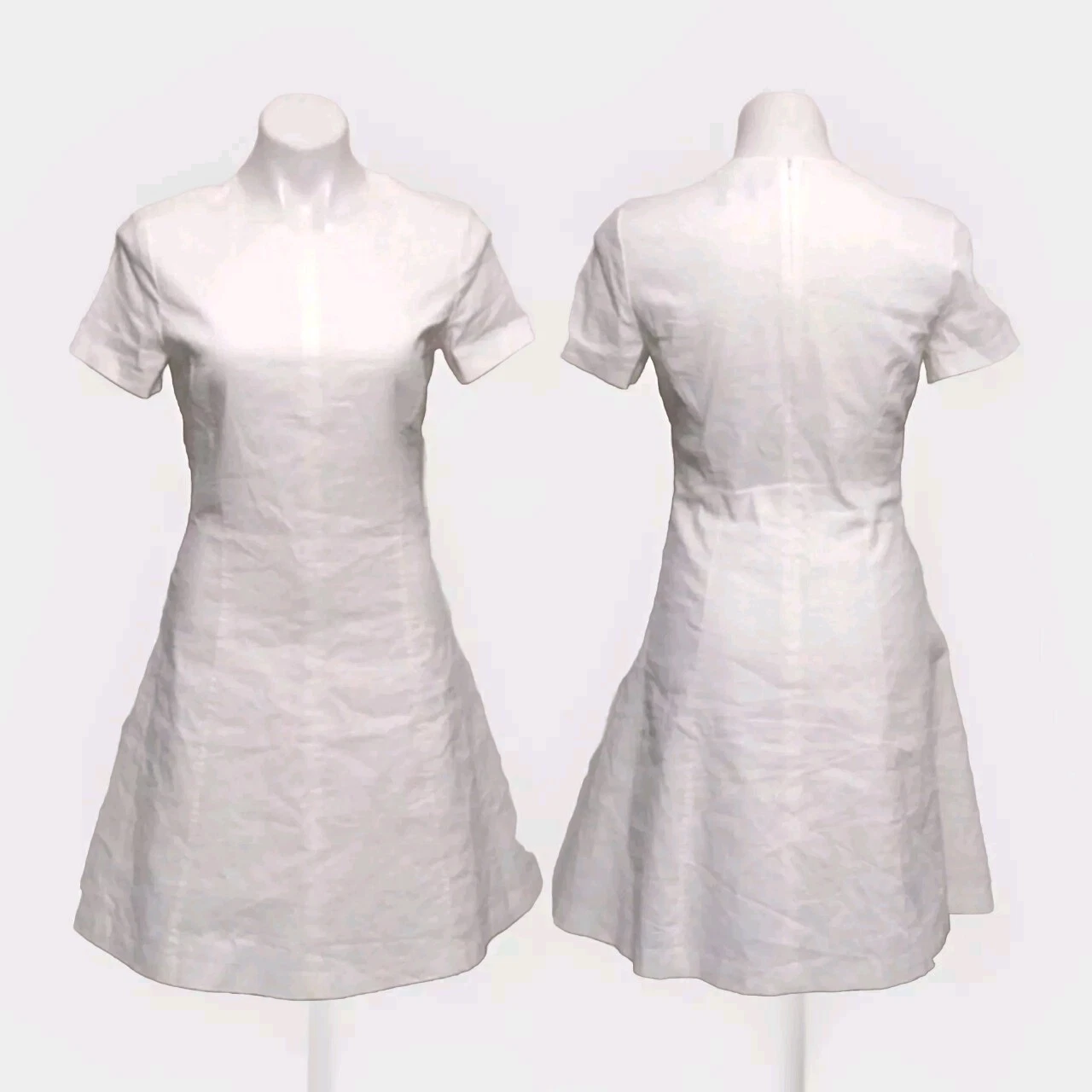 OFF WHITE Abito a tubino Theory bianco misto lino A Line con cuciture moderno minimalista US 4 $365