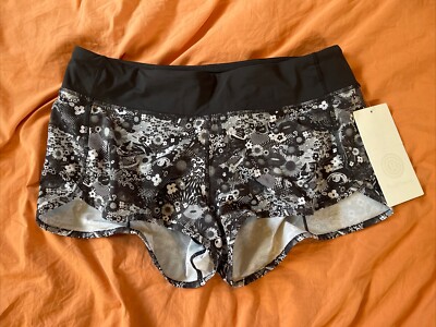 Lululemon 10 Seawheeze Speed Short Counter Culture White Black Floral RARE