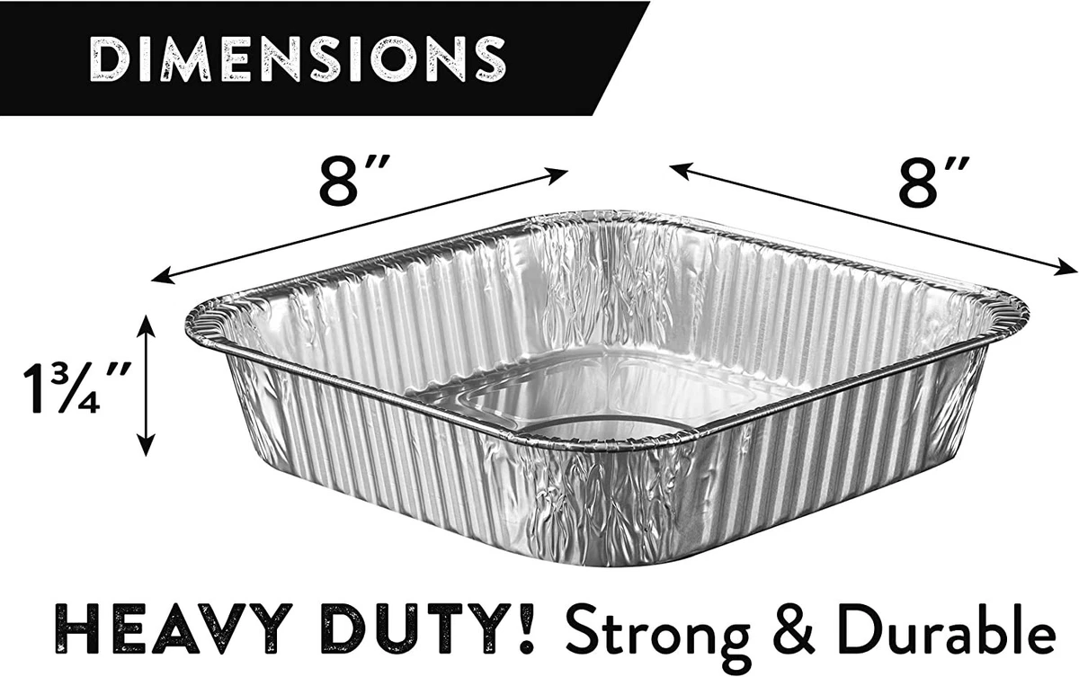 8x8 Aluminum Pans 30 Pack Disposable 8 Inch Square Foil Baking