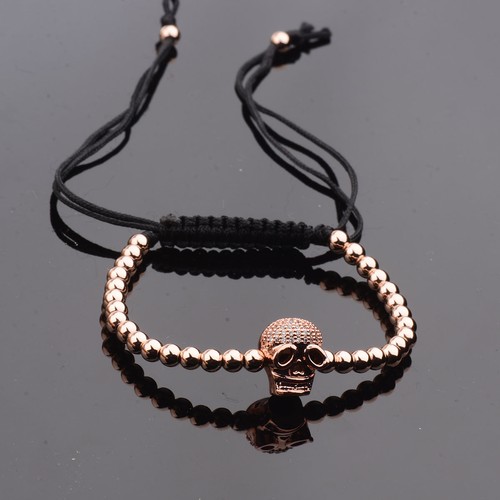 Noble Men's 18k Superhero Micro Pave Zircon Bead Braiding Macrame Agate Bracelet - Picture 21 of 56