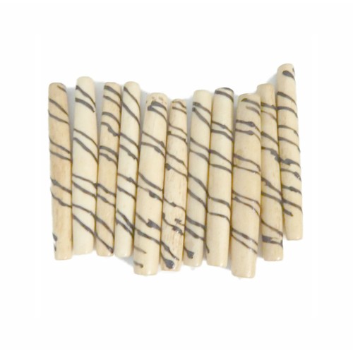 Haarpfeife Knochen, lose Perlen, handgeschnitzt bemalt Indien 1-7/8 bis 2-1/8 Zoll 24 Stck.