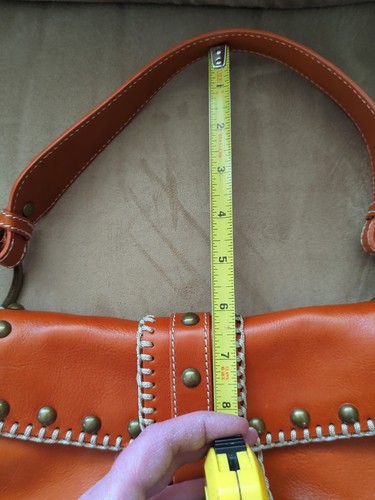 BCBGirls Boho Y2K Orange Leather Brass O Ring Small Under The Arm Shoulder Bag - Picture 20 of 20