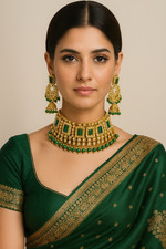 Gold Plated Kundan Choker Bridal Necklace Earrings Indian Bollywood Jewelry Set