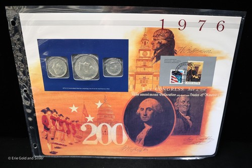 1976 P&D non circolata zecca set monete e francobolli società commemorativa postale - Foto 3 di 5