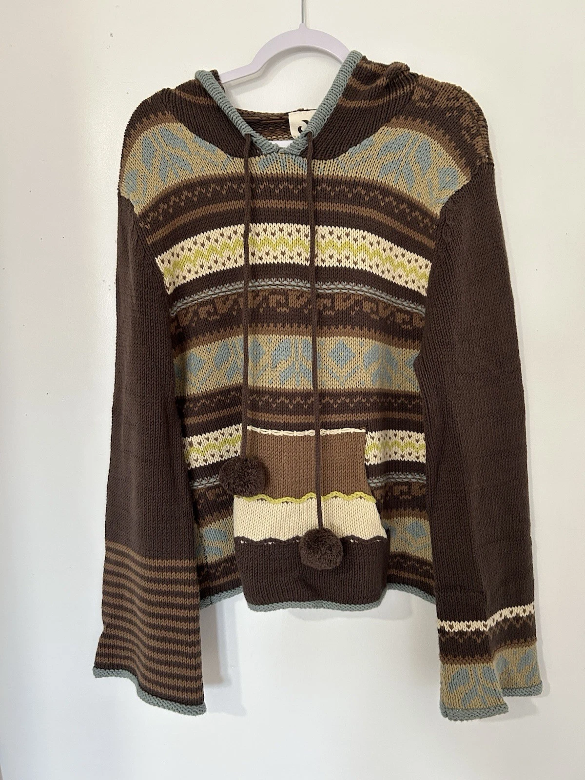 Tsunami Woman's Cable Knitted Hoodie Sweater Granola Girl Hippie Outdoor XL