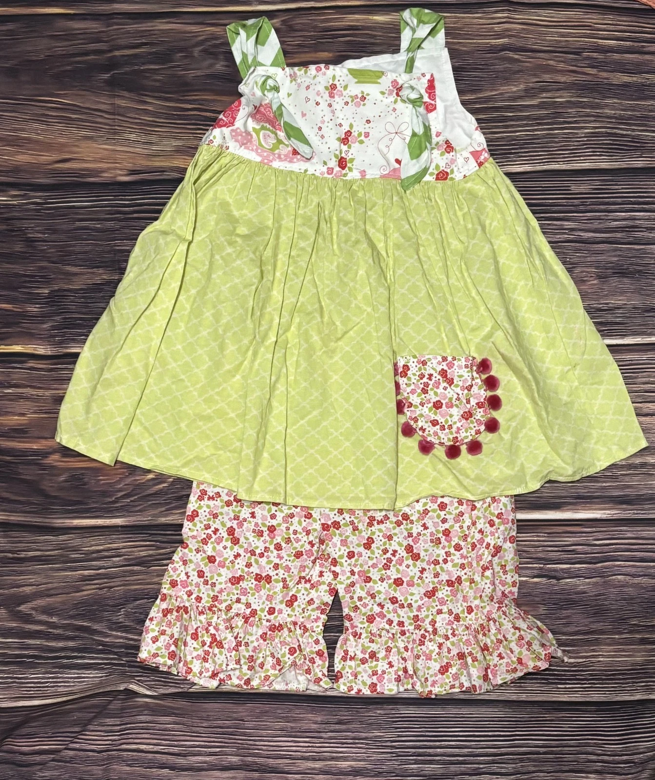 Whimsy Wear teapot floral 2 piece outfit size 10 boutique