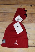 NWT Nike Kids Youth Jordan 2-Piece Knit Hat Glove Set Gym Red Black 8/20