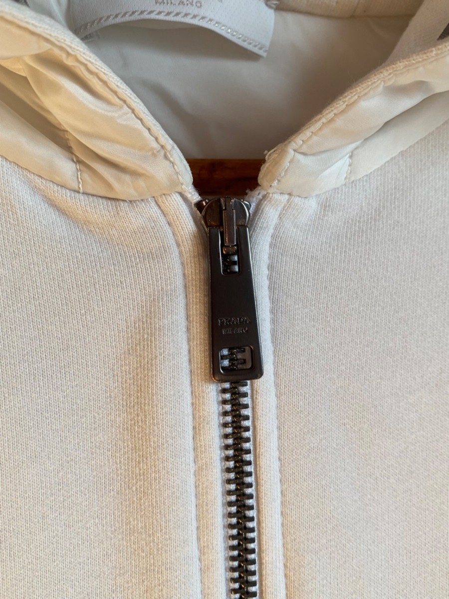 Prada Milano White Tab Nylon Zip Up Hoodie Size XL | eBay