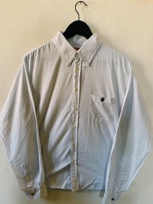 Vintage Y2K Bape A Bathing Ape Head One Point Kariert Longsleeve Shirt Weiß