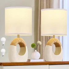 Table Lamp for Bedroom Set of 2 - Bedside Table Lamps with Adjustable Color T...