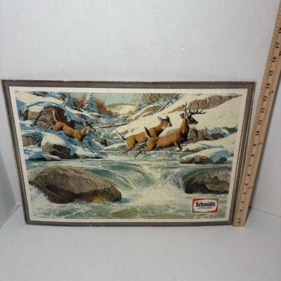 Vintage 1960s Schmidt s Beer Philadelphia Deer Hunting Snow Outdoor Art Print 