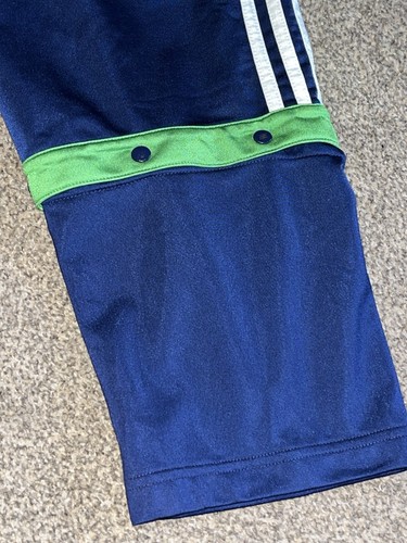 Pantalones de chándal grandes vintage Adidas para hombre EE. UU. azul verde botones a presión pantalones años 90 - Imagen 8 de 16