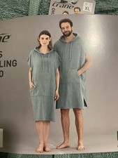 Adults 100% Cotton Towelling Poncho For Swimming Surf Beach XL Green