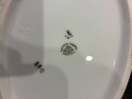 Vintage Victoria Tschecho-Slowakei Deckel Schale Muster Blumenmuster 365. gold - Bild 5 von 6