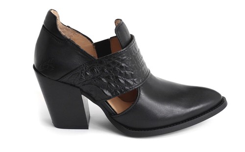 Fluevog EXCELLENT Entrance Room 502 black croc embossed bump-toe heel- 6/6.5 - Picture 22 of 23