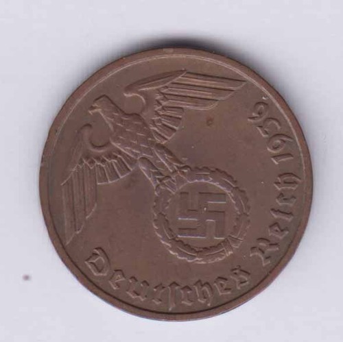 GERMANY DEUTSCHLAND 2 Pfennig 1936F, very nice grade (AI208) - Picture 2 of 2