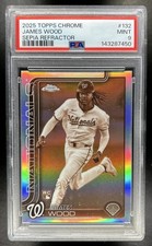 2025 Topps Chrome James Wood Sepia Refractor Rookie RC #132 Nationals PSA 9