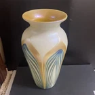 Phoenix Studios Art Glass Vase, Signed, Vintage, 1992, Iridescent, Tiffany Style