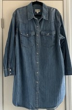 Universal Thread Tag L Oversize Fits XL XXL Western Blue Denim Dress Shirtdress