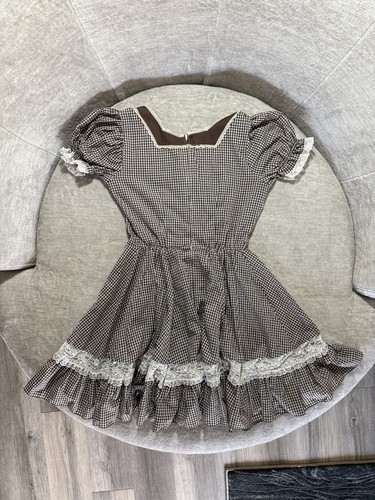 Vintage Square Dance Dress Womens 4 Gingham Prairie Lace Western Costume 70s - Picture 10 of 11