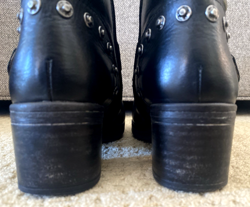 PIKOLINOS Lyon Ankle Boots Sz EU 38 Black Leather Embroidered Studded Heel - Picture 9 of 13