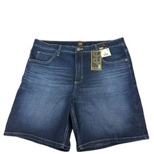 Lee Womens 8" Bermuda Shorts Dark Wash Denim Sz 18 Slim Fit Stretch Casual Wear