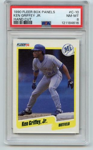 1990 Fleer Box Panel Hand Cut #C-10 Ken Griffey Jr. Mariners PSA 8