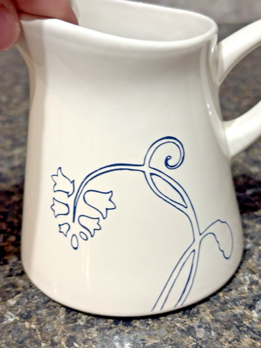Ikea Lid Sugar Bowl & Creamer Set Blue Floral Design 10866 Ivory No LID - Picture 6 of 22