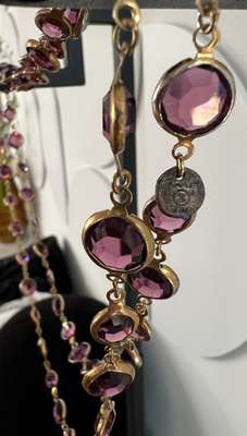 Vintage CHANEL Gripoix Amethist Crystal Sautoir Necklace (1980s