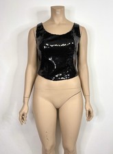 Vtg Moschino Cheap  Chic 90s Black Sequin Corset Style Top 46 XL