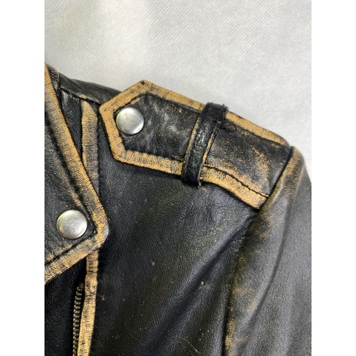 Giacca Motociclista Zara Trafaluc Pelle di Agnello Patina Invecchiata Nera Small - Foto 4 di 7