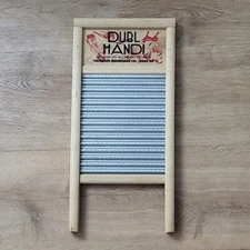 Vintage Columbus Washboard Co. Dubl Handi 18" Wood & Metal Travel Washboard