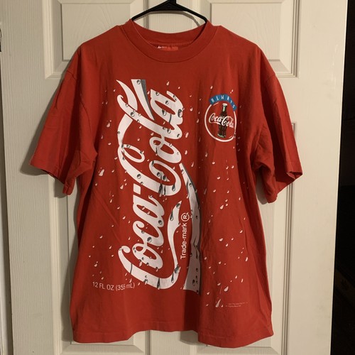 Vintage Coke Shirt Mens XL Red 90S All Over Print Coca Cola Tee USA MADE 1994 - Picture 1 of 7